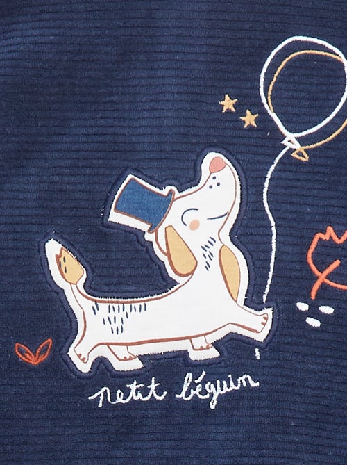 Ensemble pyjama long t-shirt + pantalon avec pieds en polaire - 2 pièces - Kiabi