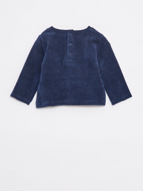 Ensemble pyjama long t-shirt + pantalon avec pieds en polaire - 2 pièces - Kiabi