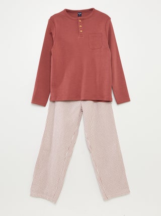 Ensemble pyjama long t-shirt + pantalon en popeline - 2 pièces