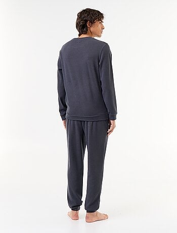 Ensemble pyjama long t-shirt + pantalon gaufrés - 2 pièces