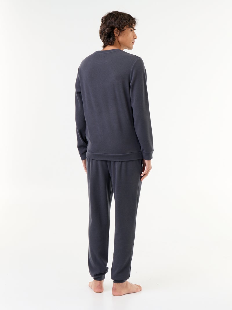 Ensemble pyjama long t-shirt + pantalon gaufrés - 2 pièces Bleu - Kiabi