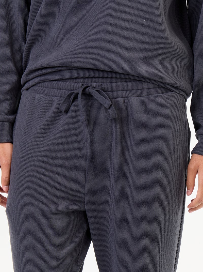 Ensemble pyjama long t-shirt + pantalon gaufrés - 2 pièces Bleu - Kiabi