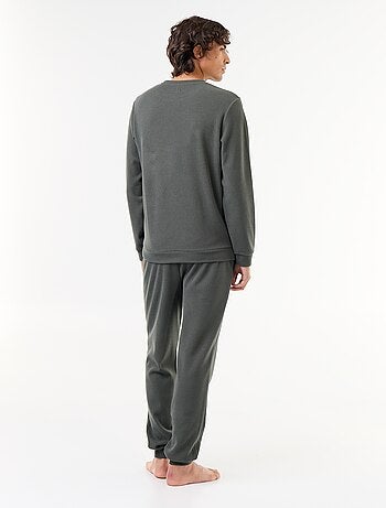 Ensemble pyjama long t-shirt + pantalon gaufrés - 2 pièces