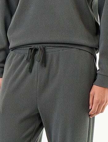Ensemble pyjama long t-shirt + pantalon gaufrés - 2 pièces