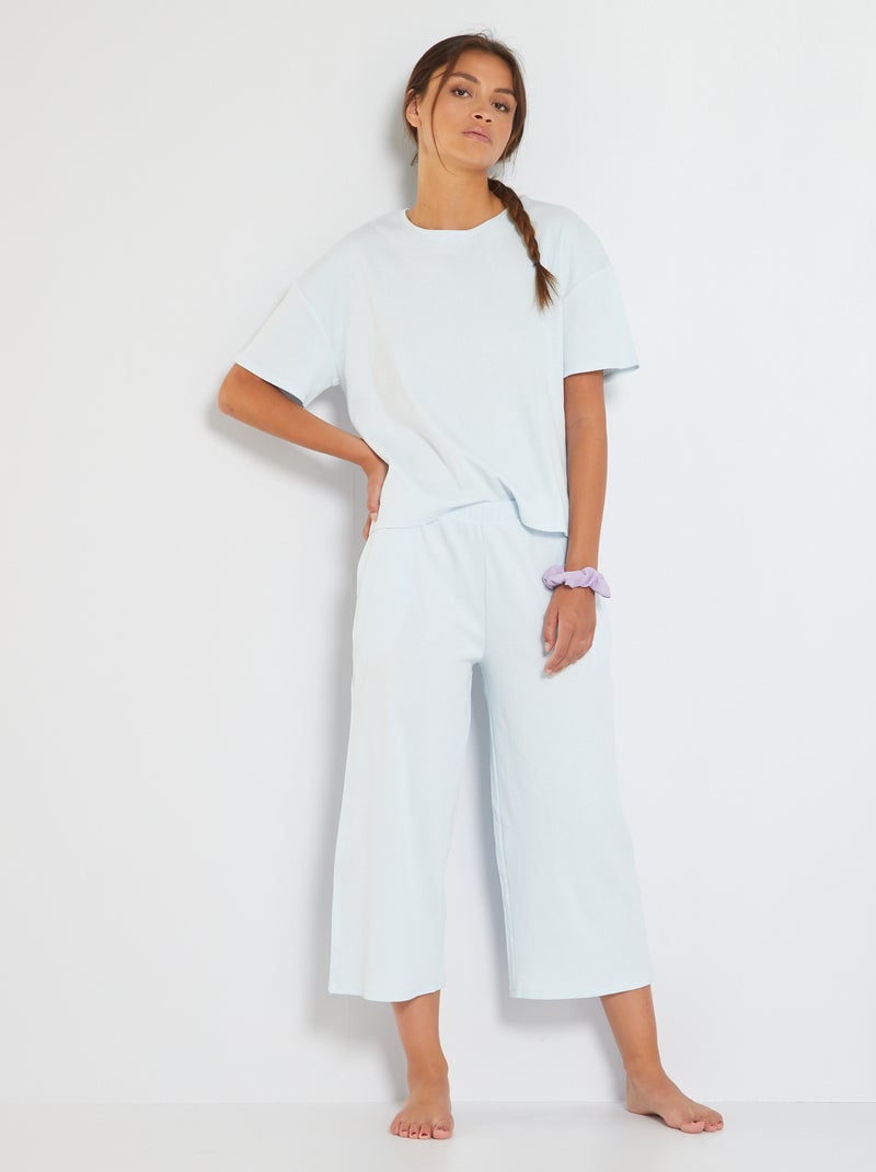 Ensemble pyjama maille côtelée Bleu - Kiabi