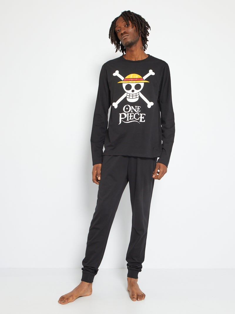 Ensemble pyjama 'One Piece' en jersey noir - Kiabi