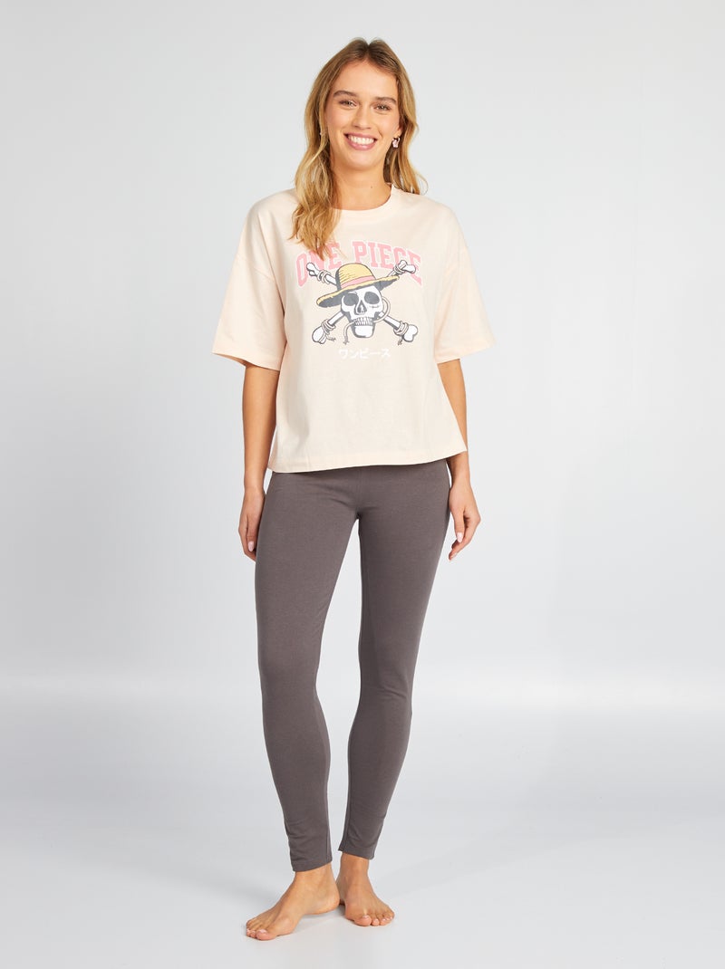 Ensemble pyjama  'One Piece' t-shirt + legging - 2 pièces Rose - Kiabi