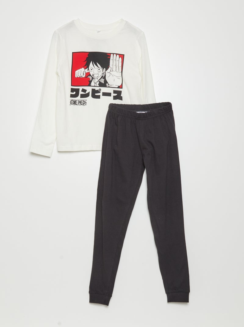 Ensemble pyjama 'One Piece' t-shirt + pantalon - 2 pièces Blanc/noir - Kiabi