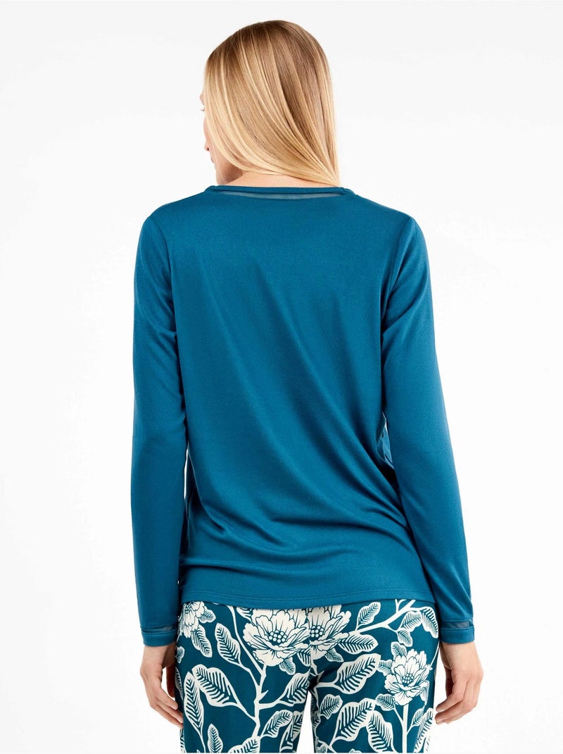 Ensemble pyjama pantalon contraste Bleu pétrole - Kiabi
