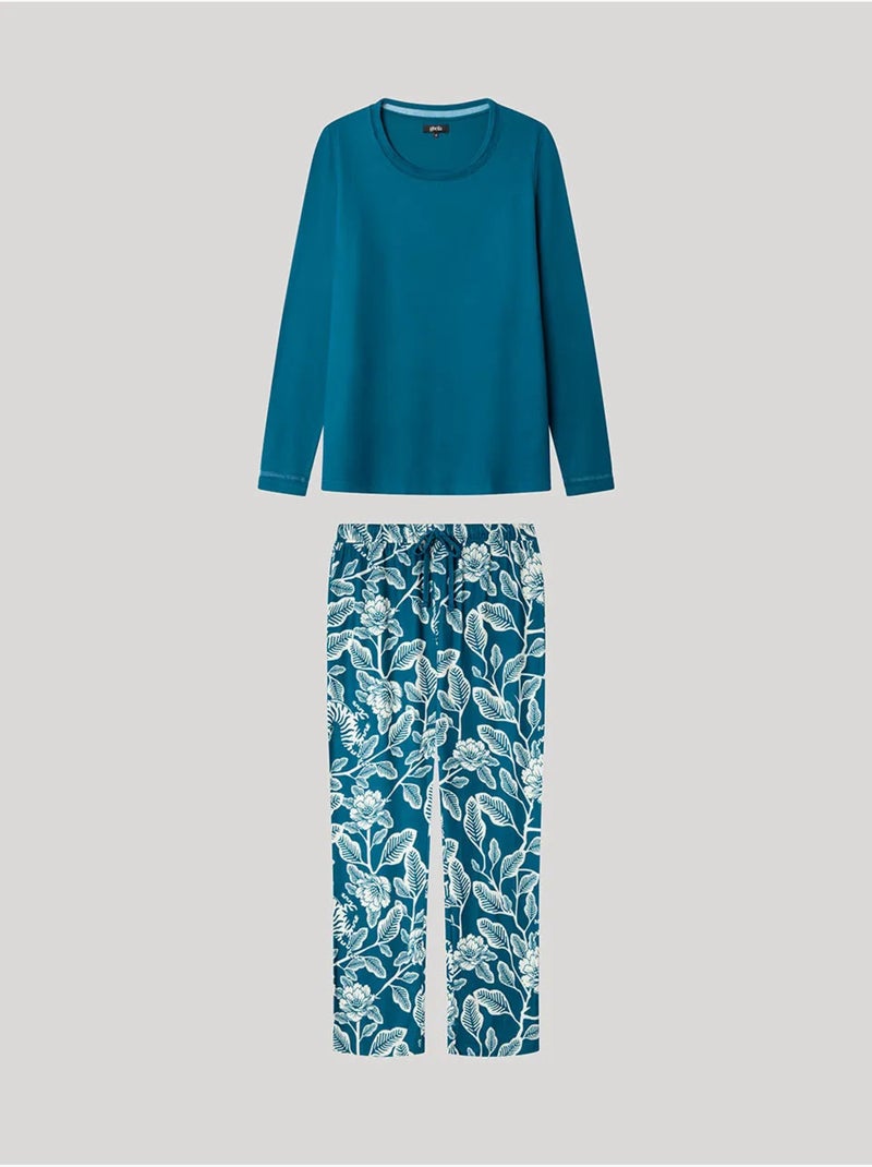Ensemble pyjama pantalon contraste Bleu pétrole - Kiabi