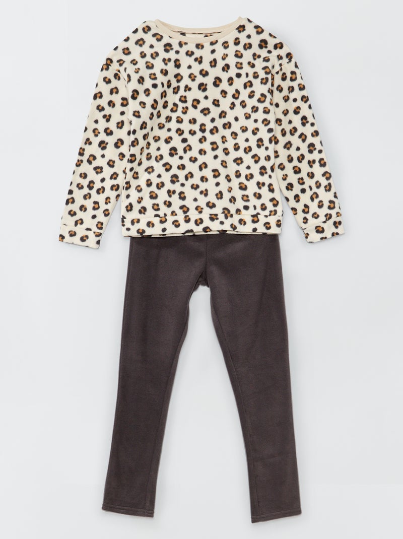 Ensemble pyjama polaire - 2 pièces Beige - Kiabi