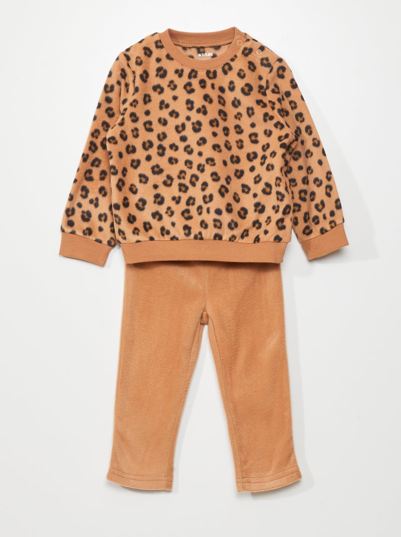 Ensemble pyjama polaire - 2 pièces Beige léopard - Kiabi