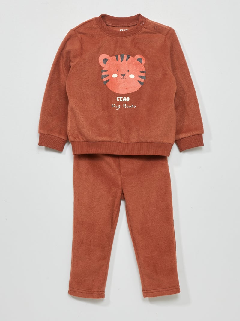 Ensemble pyjama polaire - 2 pièces Marron - Kiabi
