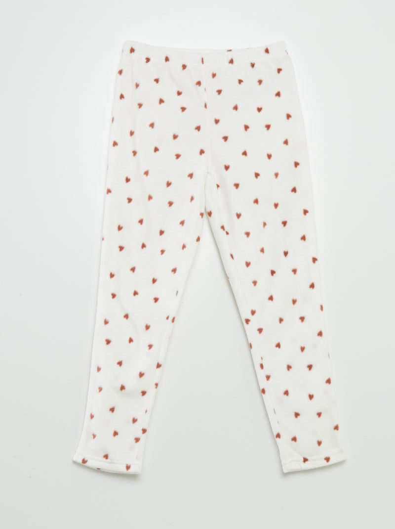 Ensemble pyjama polaire 'biche' - 2 pièces Vieux rose/blanc - Kiabi