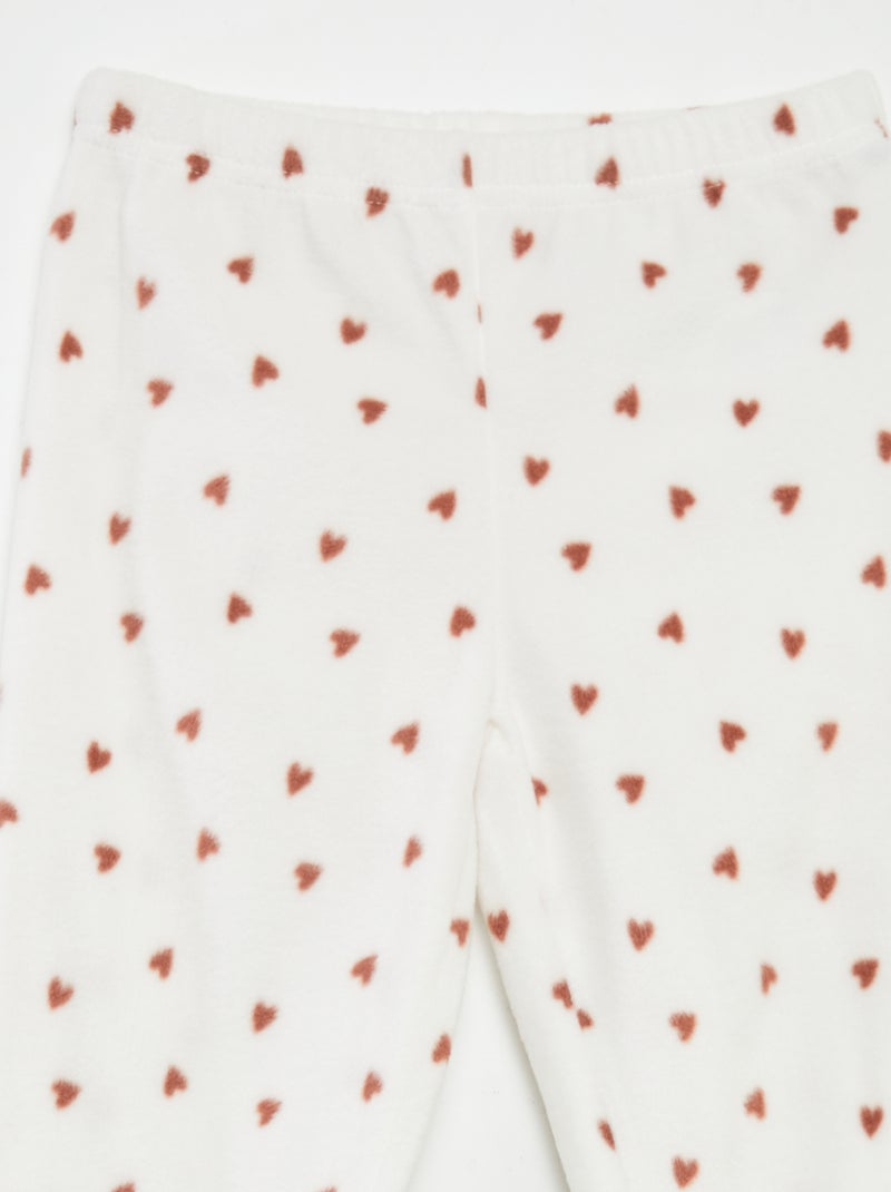 Ensemble pyjama polaire 'biche' - 2 pièces Vieux rose/blanc - Kiabi