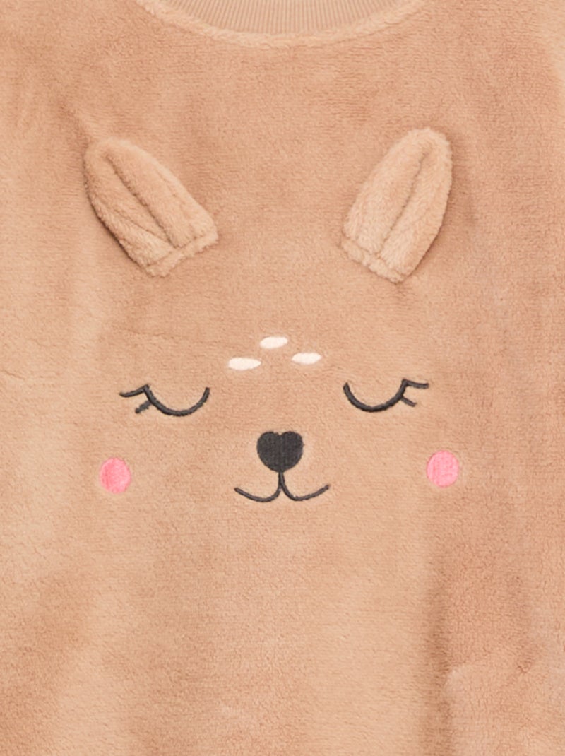 Ensemble pyjama polaire long sweat + pantalon - 2 pièces Beige - Kiabi