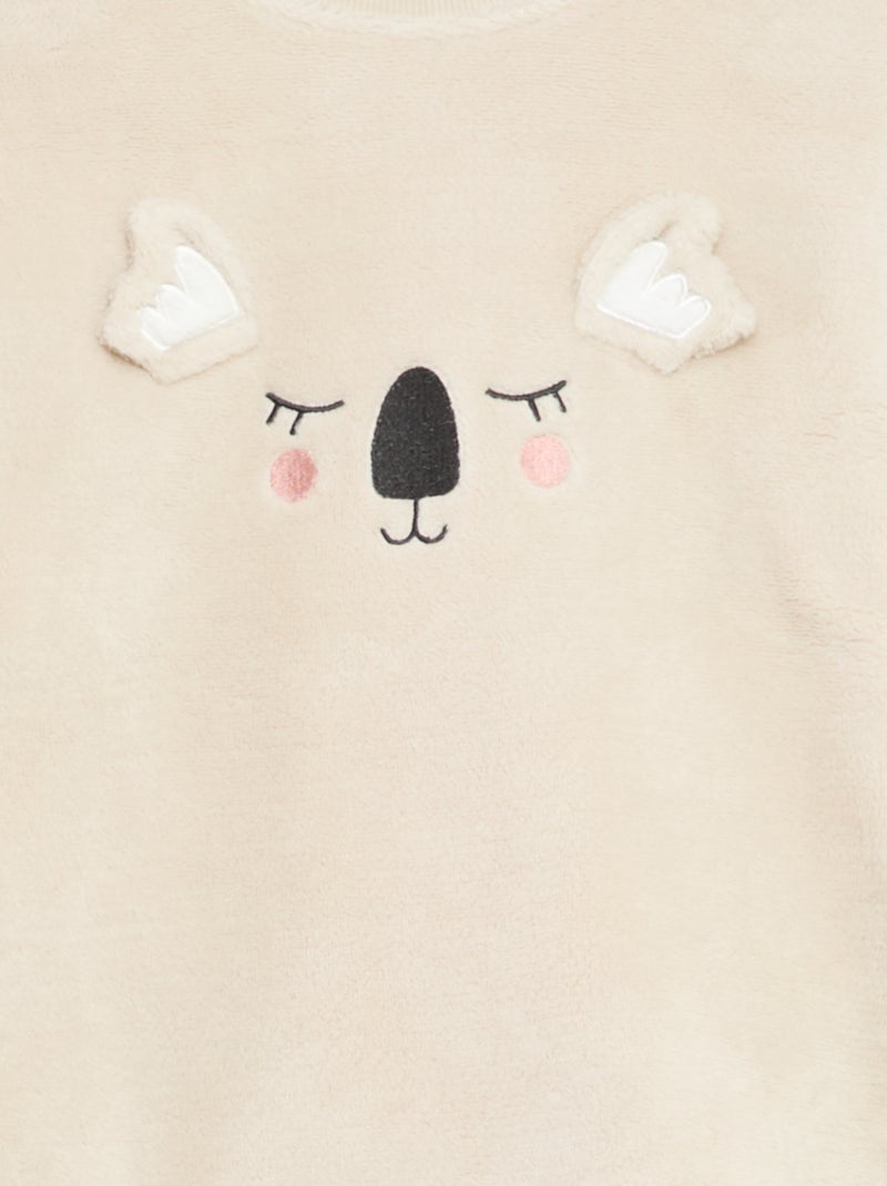 Ensemble pyjama polaire long sweat + pantalon - 2 pièces Beige - Kiabi