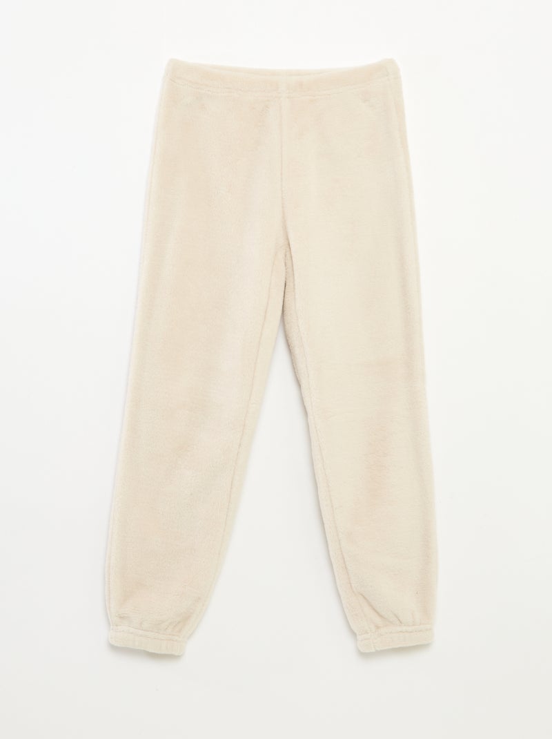 Ensemble pyjama polaire long sweat + pantalon - 2 pièces Beige - Kiabi