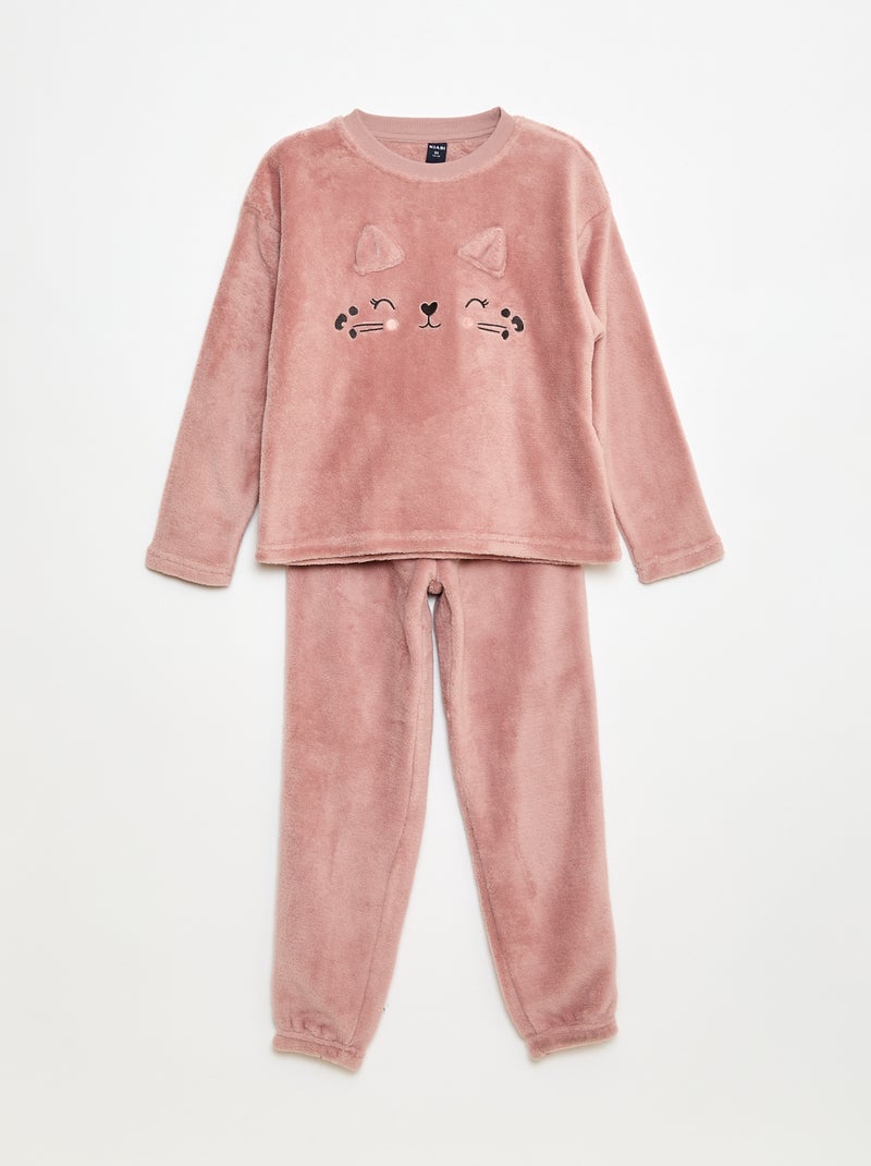 Ensemble pyjama polaire long sweat + pantalon - 2 pièces Rose - Kiabi
