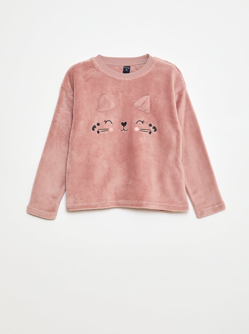 Ensemble pyjama polaire long sweat + pantalon - 2 pièces Rose - Kiabi