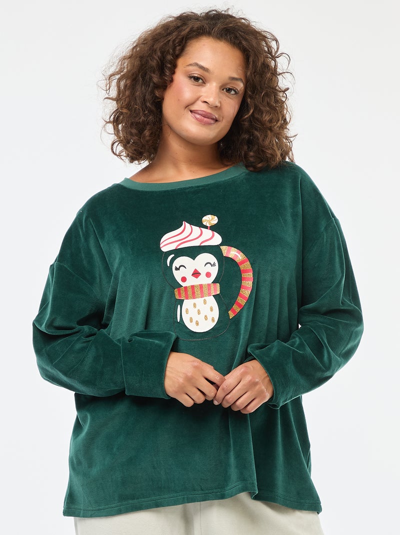Ensemble pyjama polaire Noël - 2 pièces Vert - Kiabi