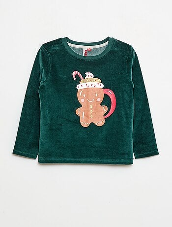Ensemble pyjama polaire Noël t-shirt + pantalon - 2 pièces