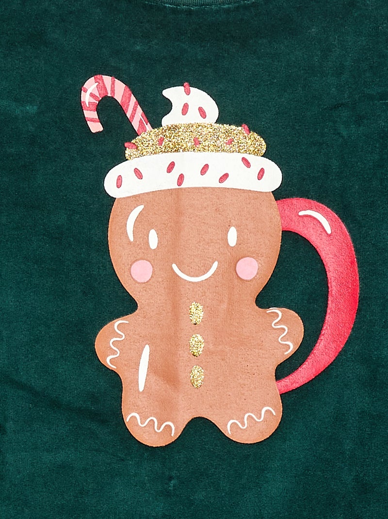 Ensemble pyjama polaire Noël t-shirt + pantalon - 2 pièces Vert - Kiabi