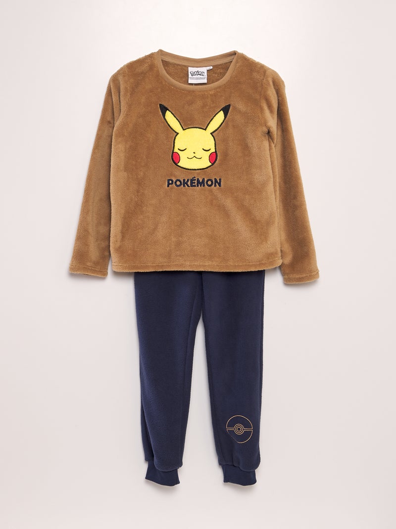 Ensemble pyjama polaire 'Pikachu' - 2 pièces Beige/bleu - Kiabi