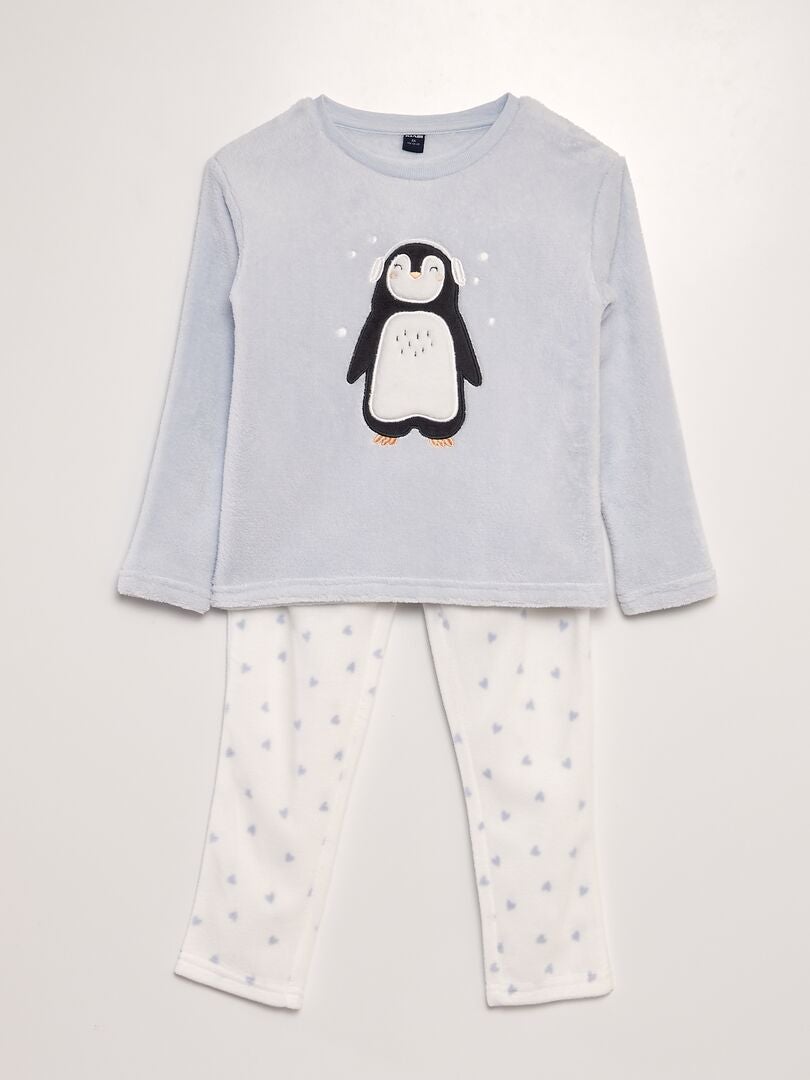 Ensemble pyjama polaire 'pingouin' - 2 pièces Bleu - Kiabi