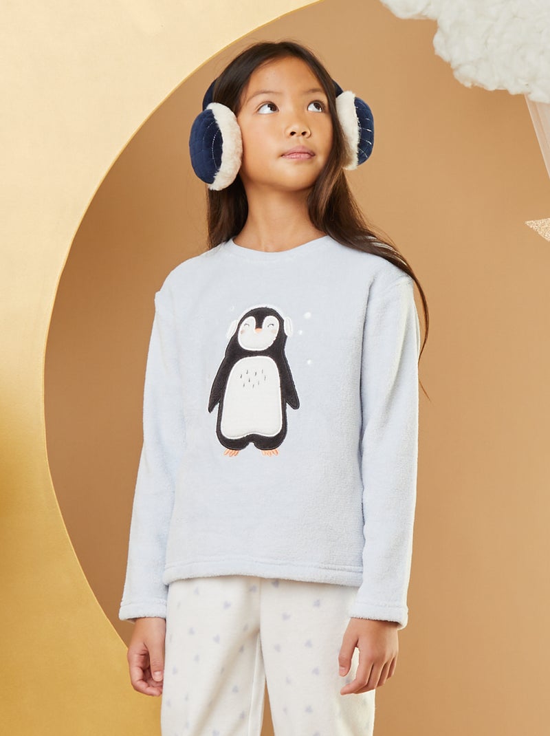 Ensemble pyjama polaire 'pingouin' - 2 pièces Bleu - Kiabi