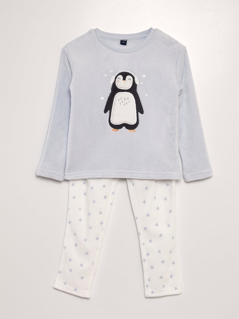 Ensemble pyjama polaire 'pingouin' - 2 pièces Bleu - Kiabi