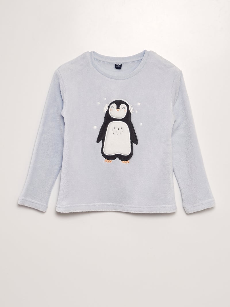 Ensemble pyjama polaire 'pingouin' - 2 pièces Bleu - Kiabi