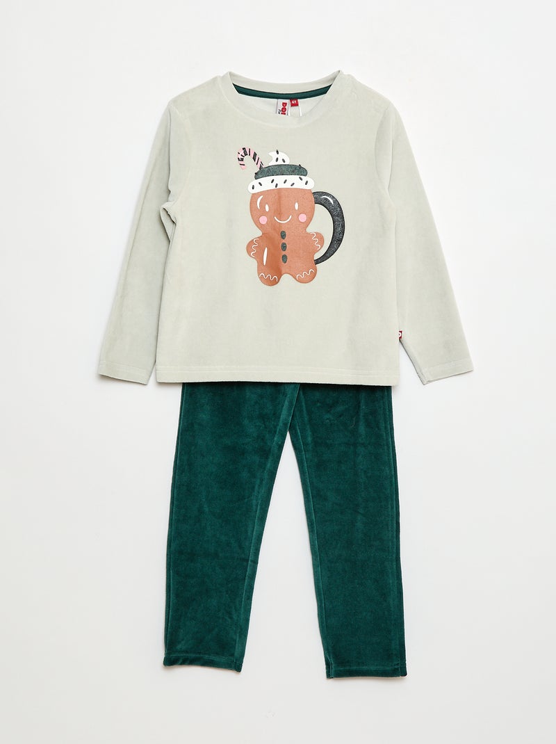 Ensemble pyjama polaire t-shirt + pantalon - 2 pièces Vert - Kiabi