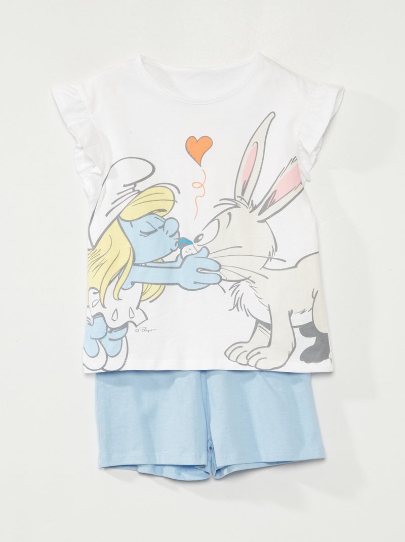 Ensemble pyjama 'Schtroumf' blanc/bleu - Kiabi
