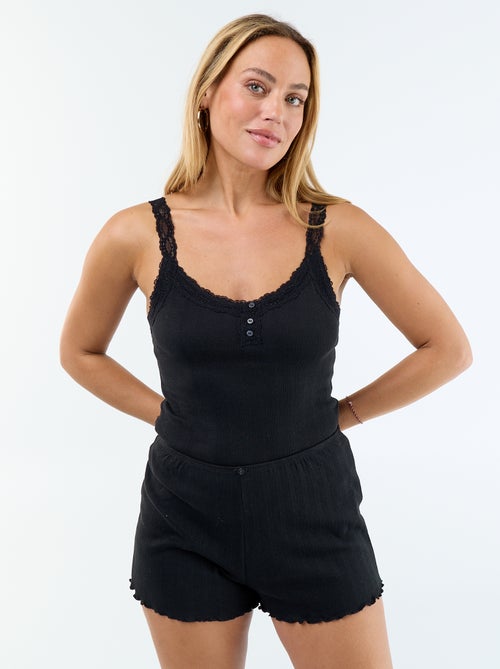 Ensemble pyjama short en maille pointelle - 2 pièces - Kiabi