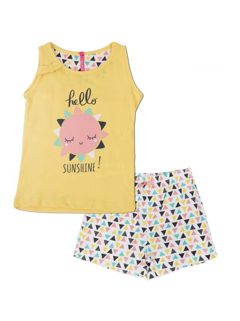 Ensemble pyjama short Fille Jaune - Kiabi