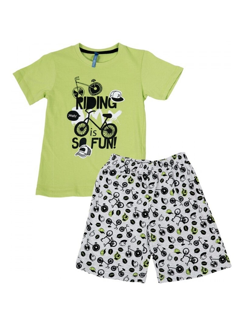 Ensemble pyjama short garçon Vert anis - Kiabi