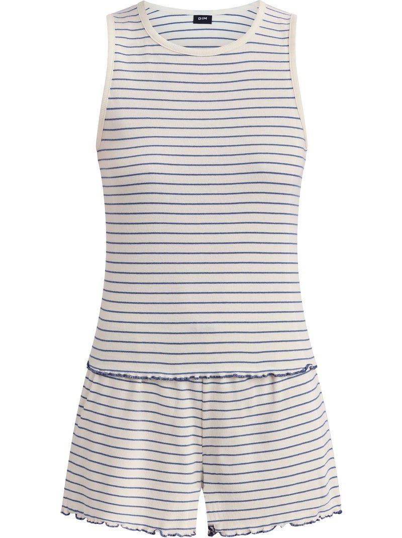 Ensemble pyjama short jersey Slow Days Fresh Vibes Ecru - Kiabi