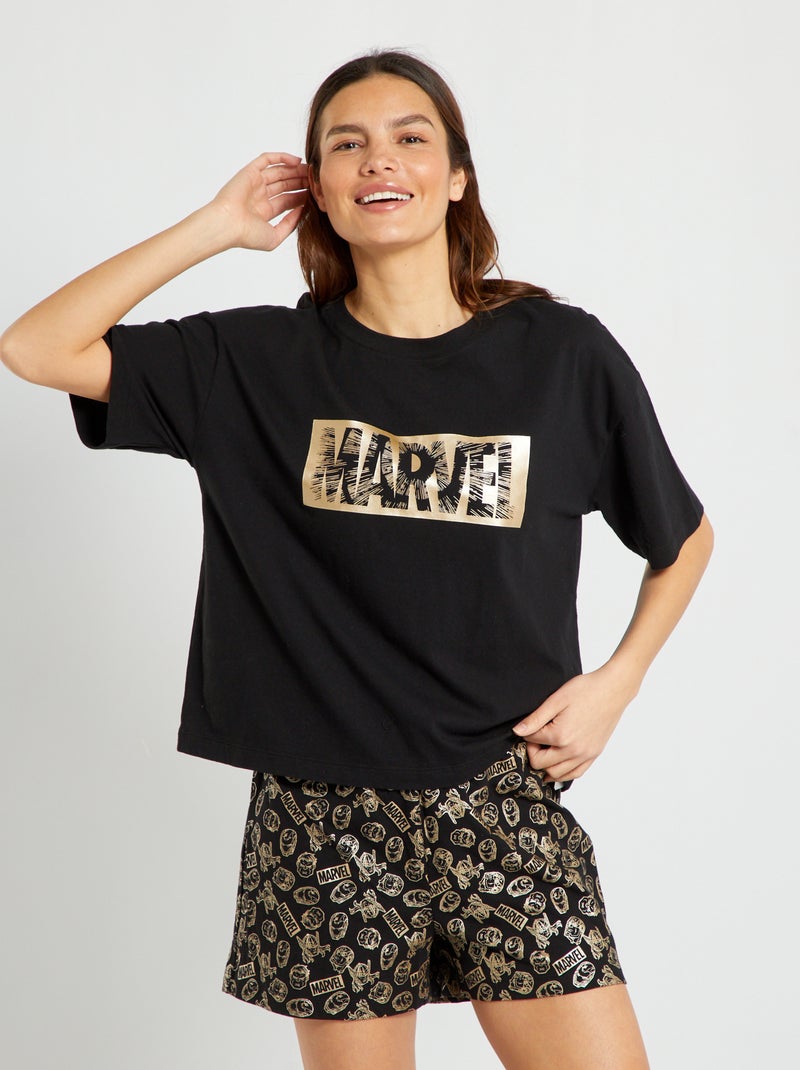 Ensemble pyjama short 'Marvel' - 2 pièces Noir - Kiabi