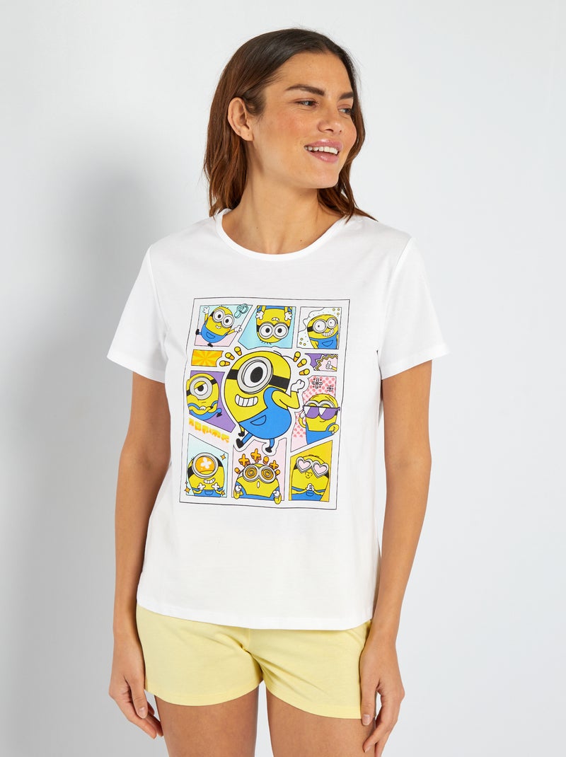 Ensemble pyjama short 'Minions' - 2 pièces Blanc/jaune - Kiabi