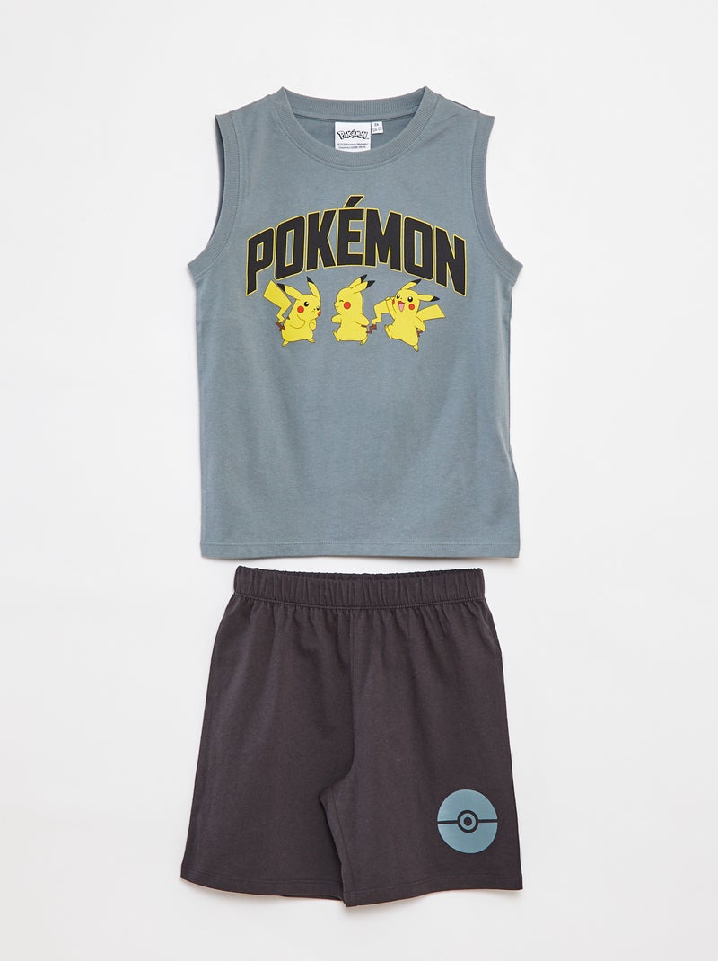 Ensemble pyjama short + t-shirt 'Pokémon' 'Pikachu' - 2 pièces BLEU - Kiabi