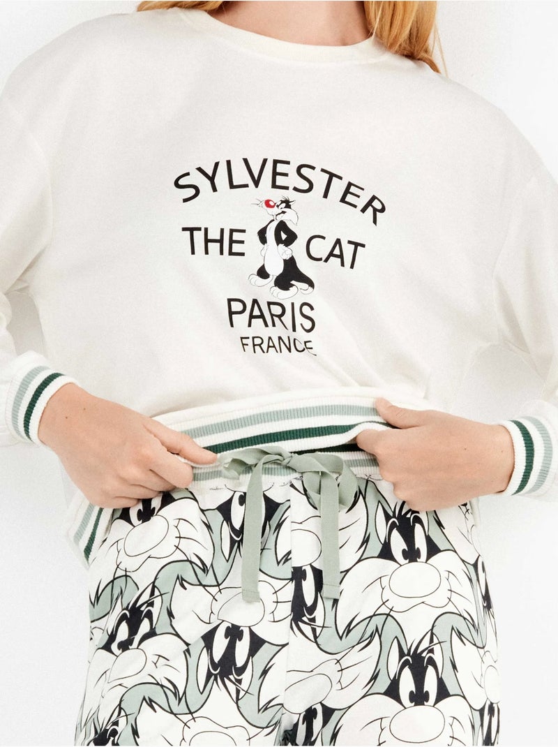 Ensemble pyjama sylvester en interlock point Ecru - Kiabi