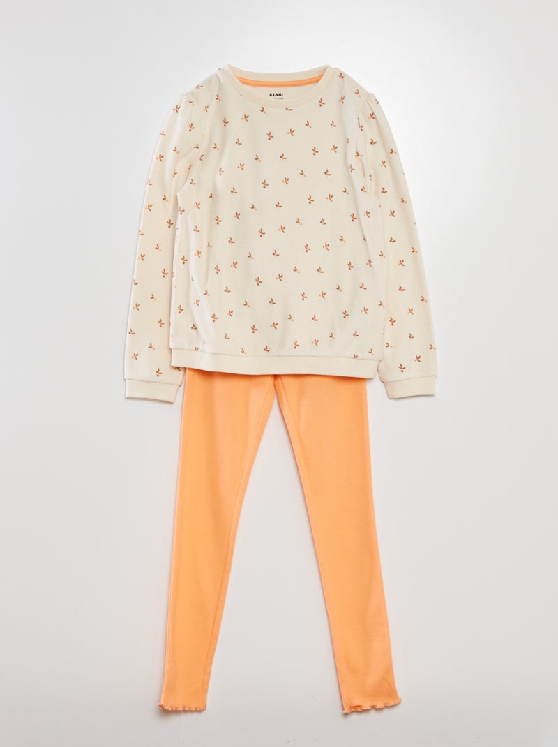 Ensemble pyjama t-shirt + legging - 2 pièces Blanc/rose - Kiabi