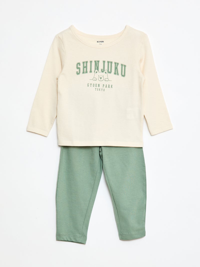 Ensemble pyjama t-shirt + legging imprimé - 2 pièces Beige - Kiabi