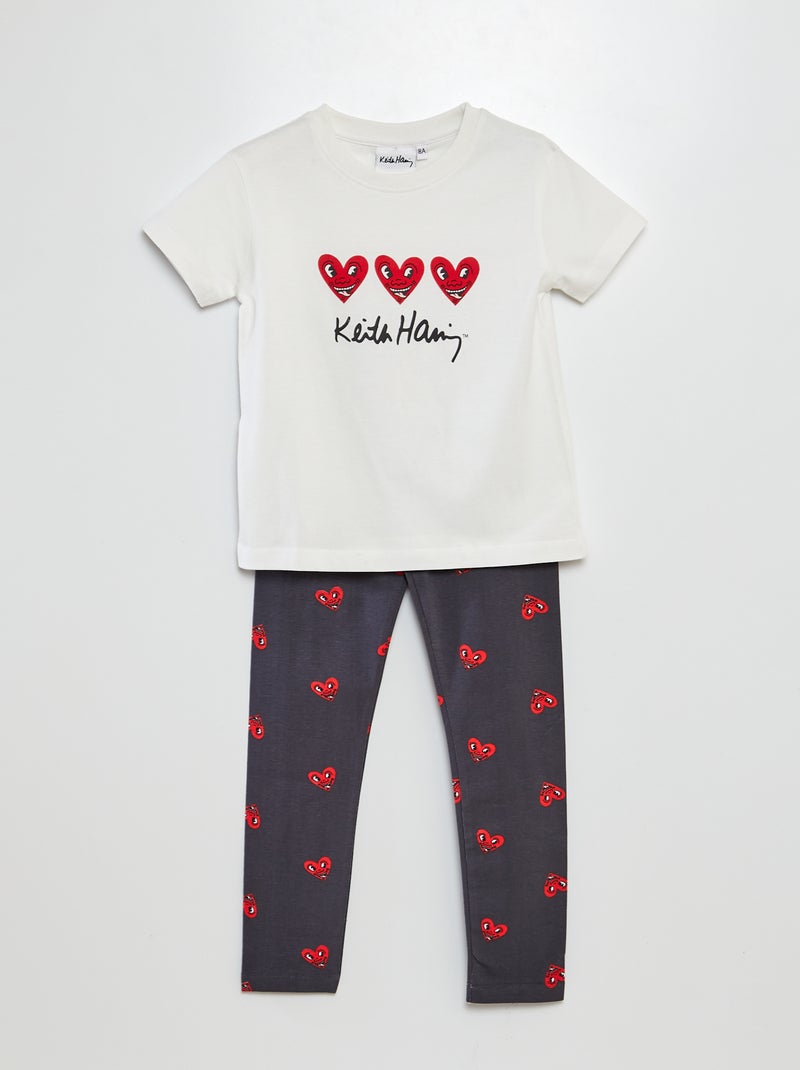 Ensemble pyjama t-shirt + legging 'Keith Haring' Noir - Kiabi