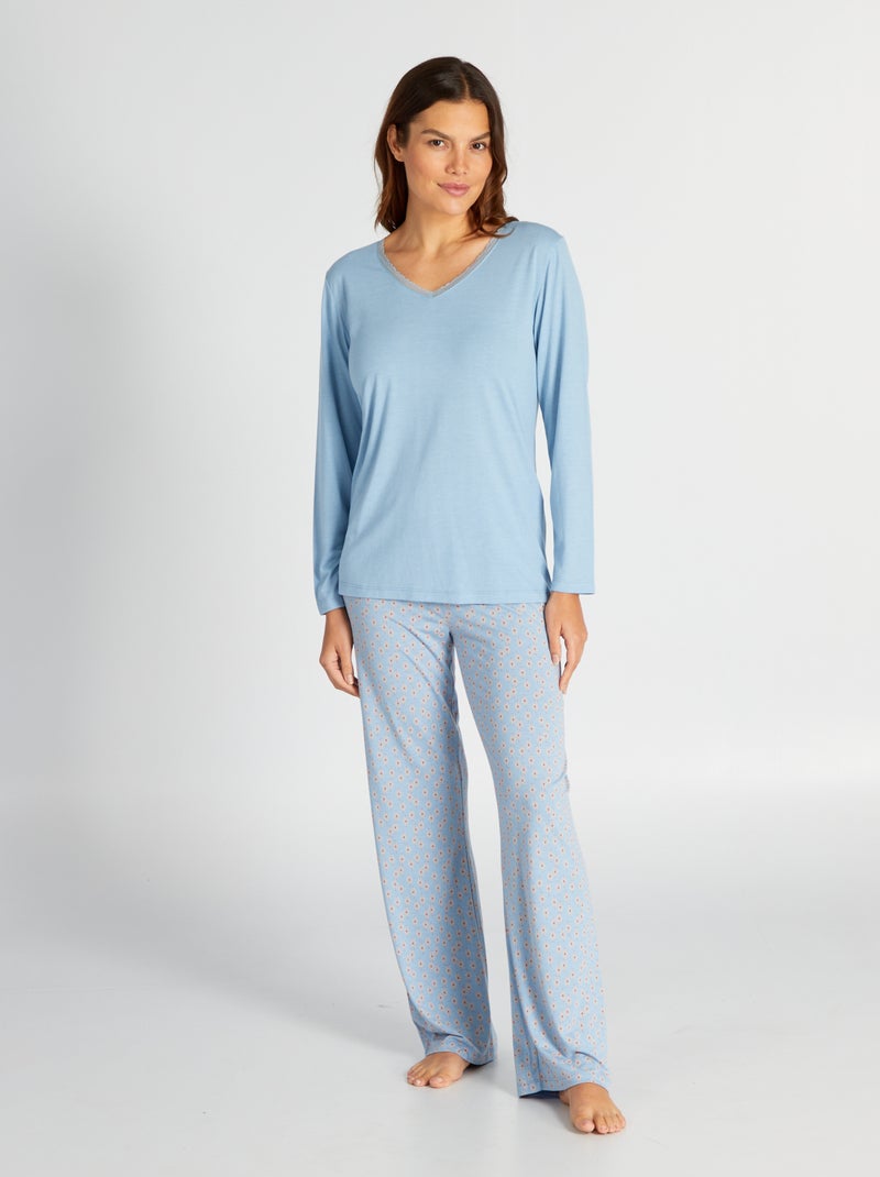 Ensemble pyjama t-shirt + pantalon - 2 pièces Bleu - Kiabi