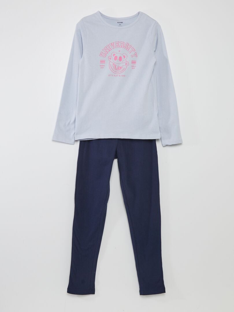 Ensemble pyjama t-shirt + pantalon - 2 pièces Bleu - Kiabi