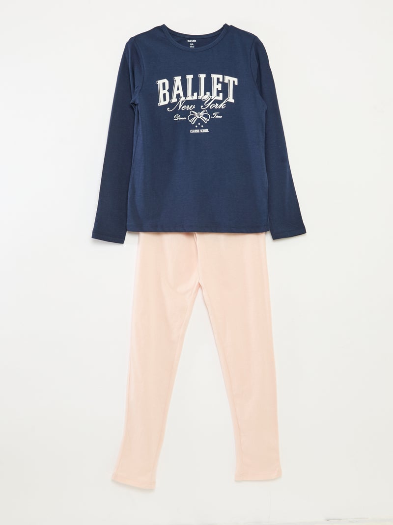 Ensemble pyjama t-shirt + pantalon - 2 pièces Bleu - Kiabi