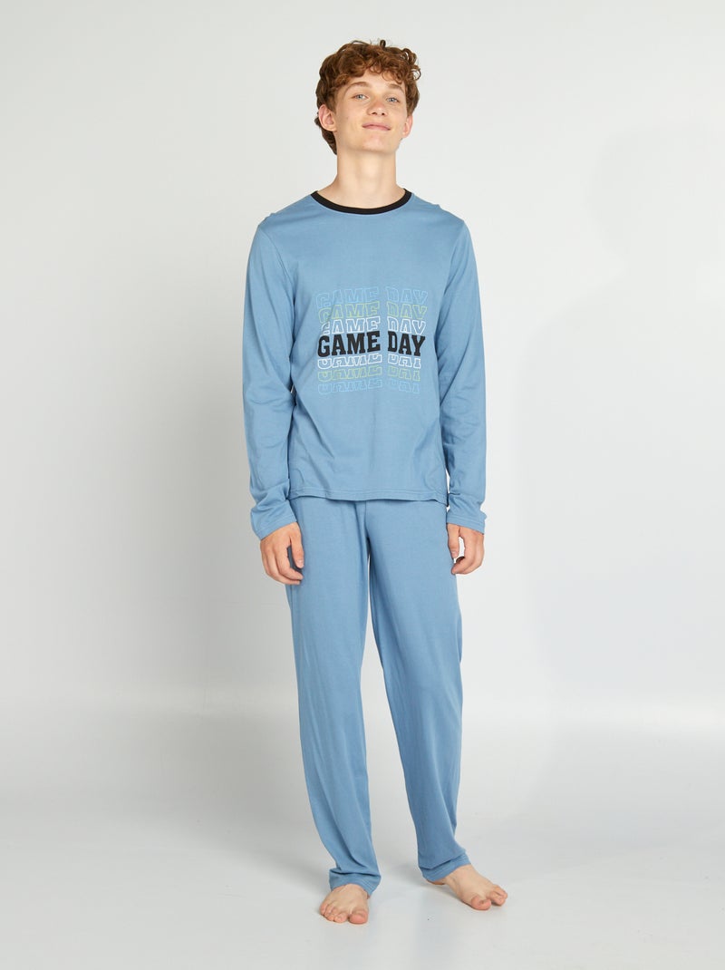 Ensemble pyjama t-shirt + pantalon - 2 pièces Bleu - Kiabi