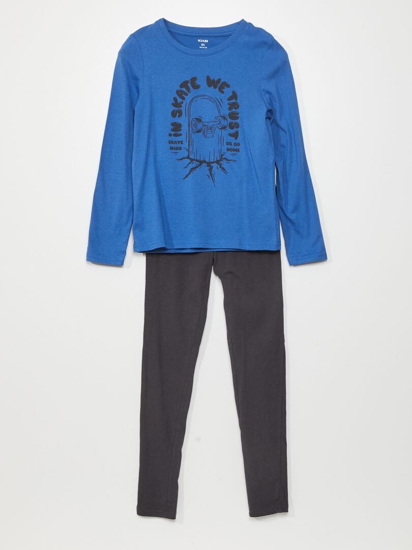 Ensemble pyjama t-shirt + pantalon - 2 pièces Bleu/noir - Kiabi